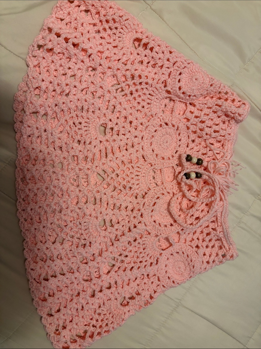 Crochet Mini Skirt in Soft Pink